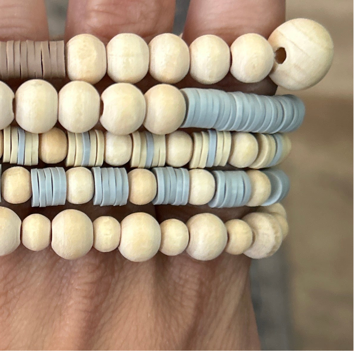 Assorted Wood Beaded Bracelets