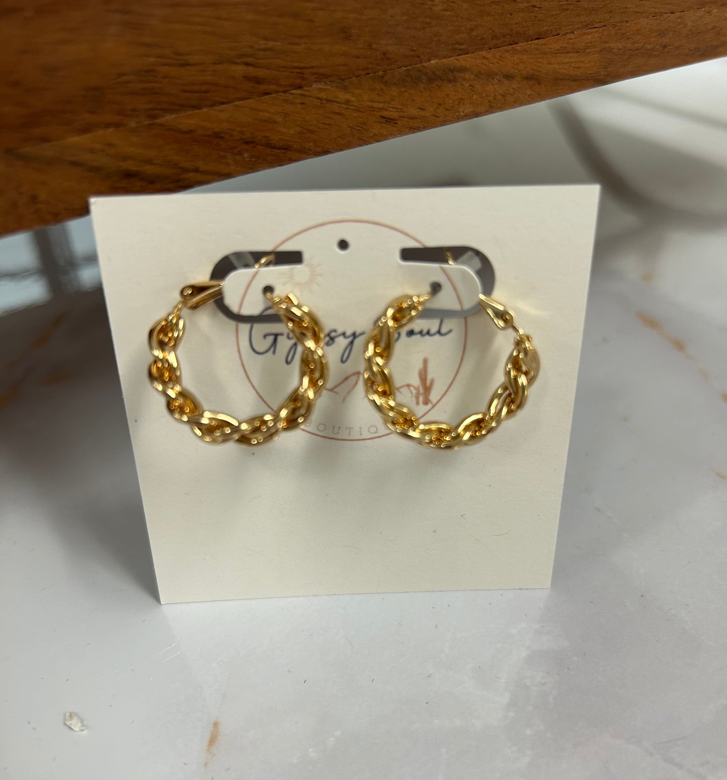 Gold Twist Hoop Earrings