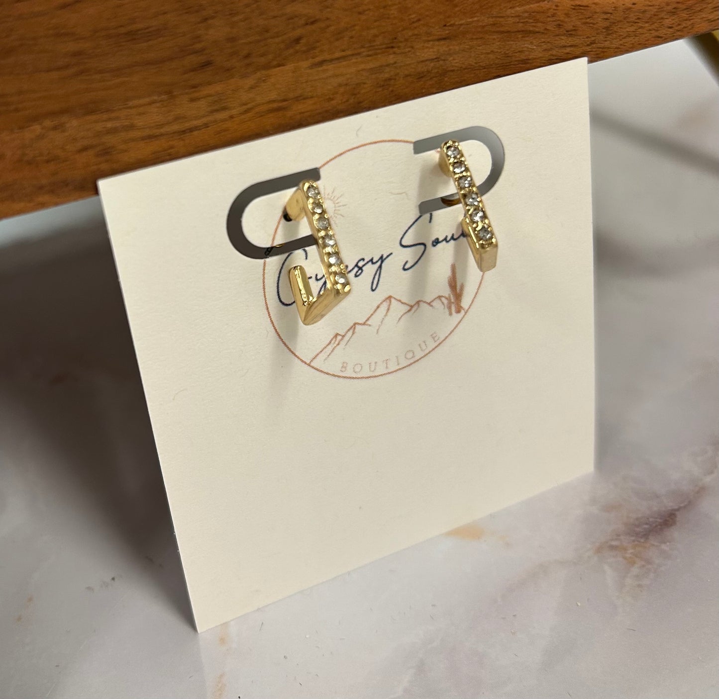 Gold Diamond Geo Hoops