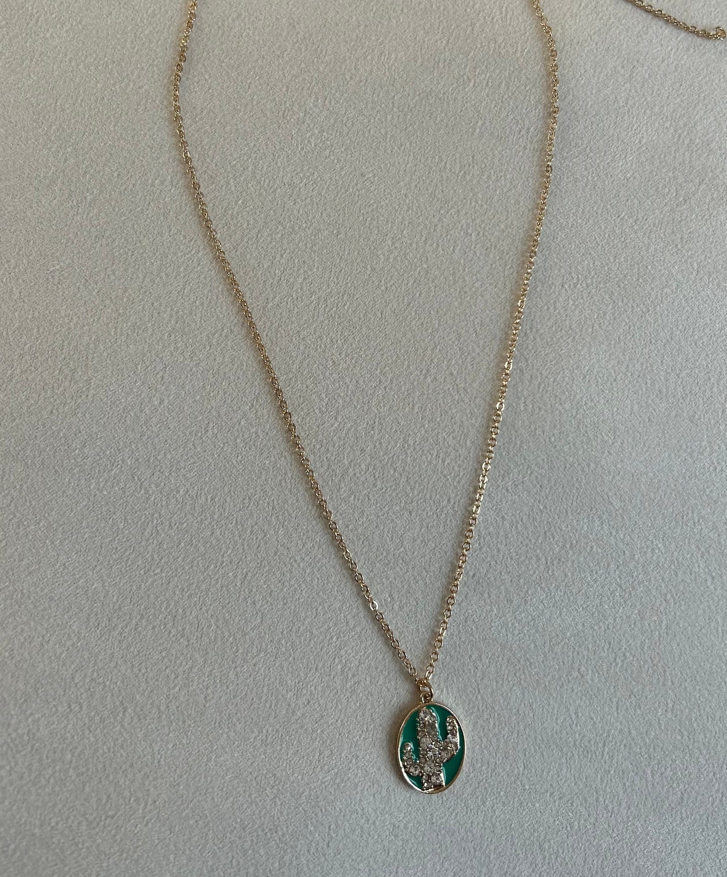 Gold Cactus Charm Necklace