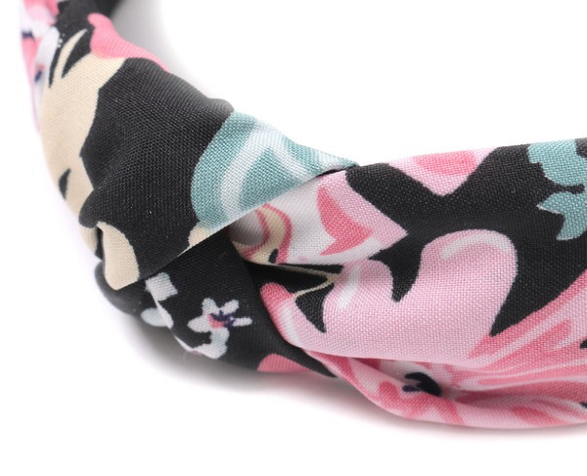 Black Floral Knot Headband