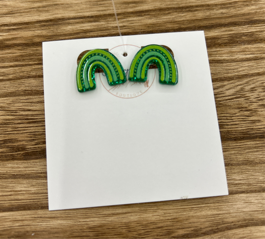 Acrylic St Pattys Rainbow Earrings