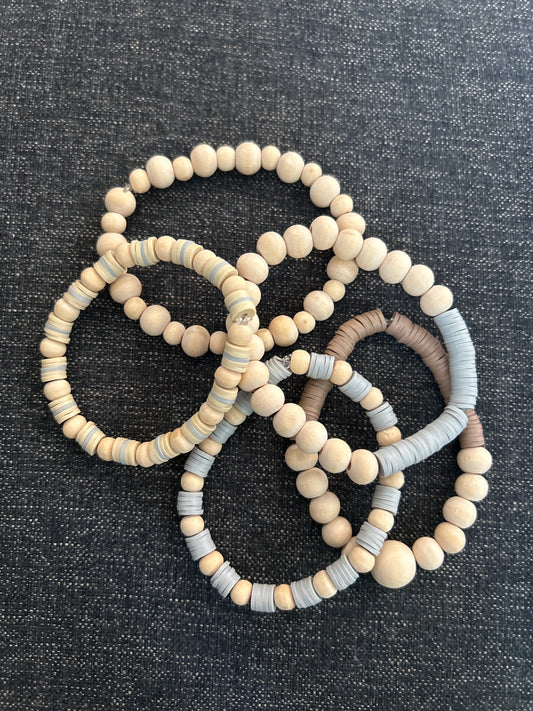 Assorted Wood Beaded Bracelets