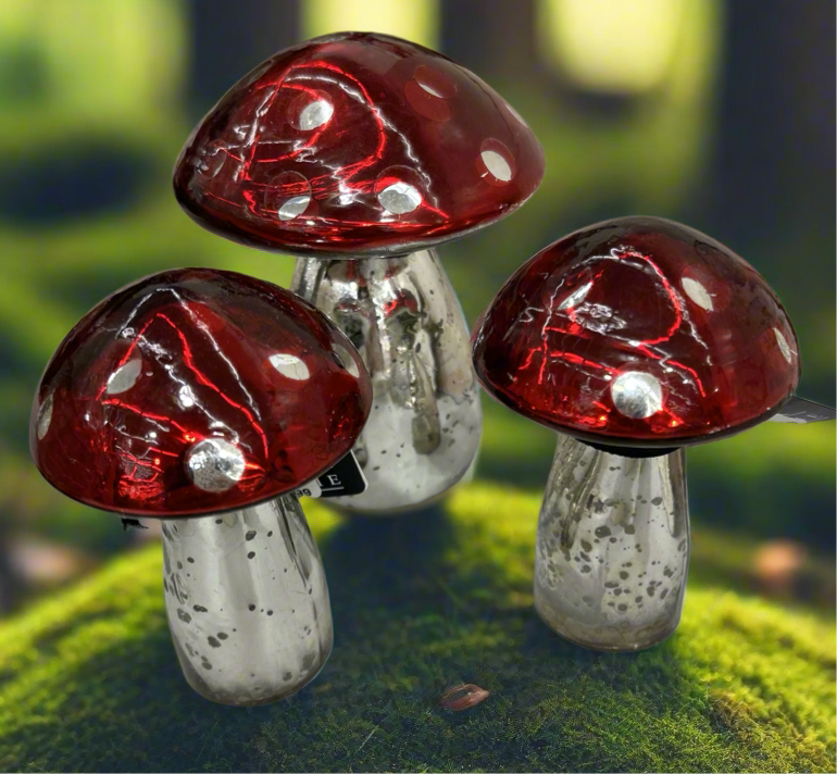 Red Glass Deco Mushroom