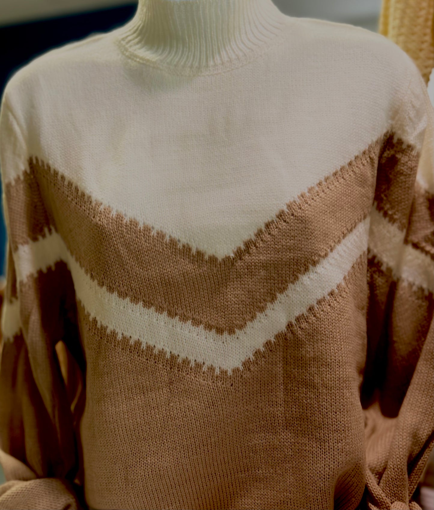 Suéter de punto casual con bloques de color Chevron
