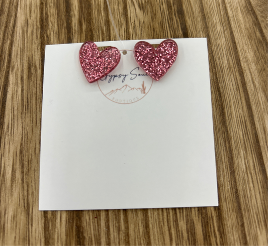 Acrylic Sparkly Heart Earrings