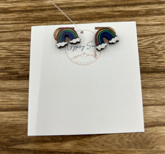 Wooden Rainbow Earrings