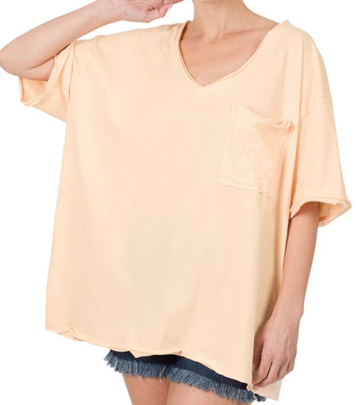 Aspen Oversized V-Neck Basic Tee