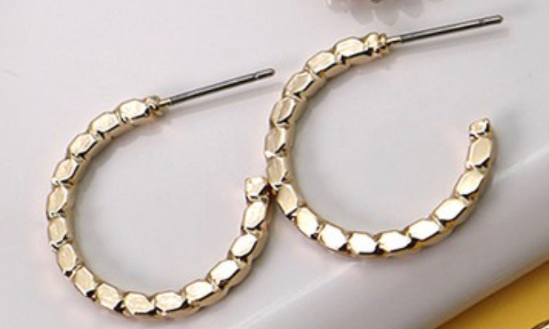 Etched Gold Hoops