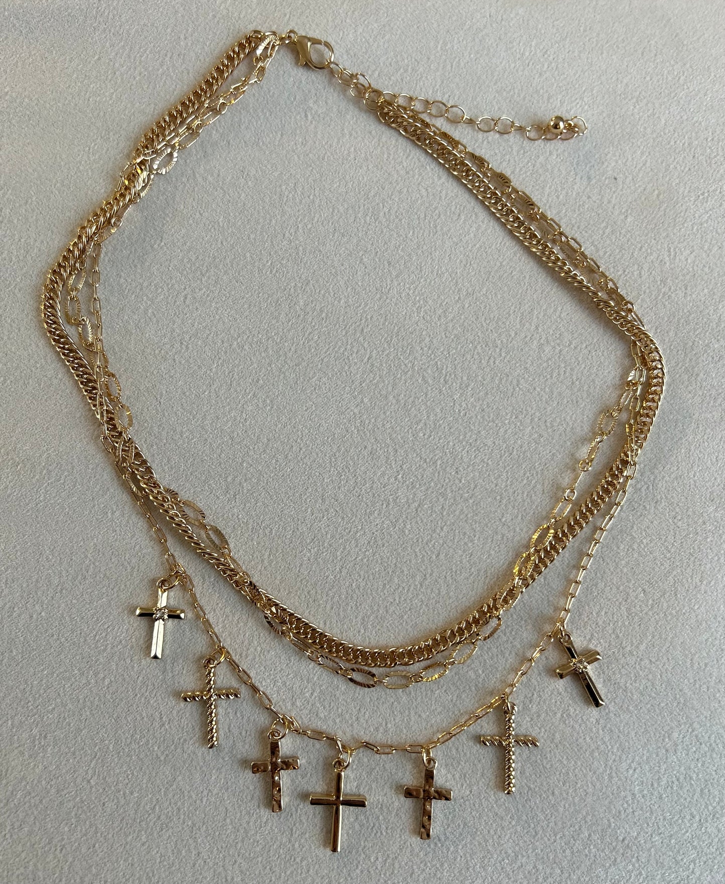 Layered Multi Cross Necklace