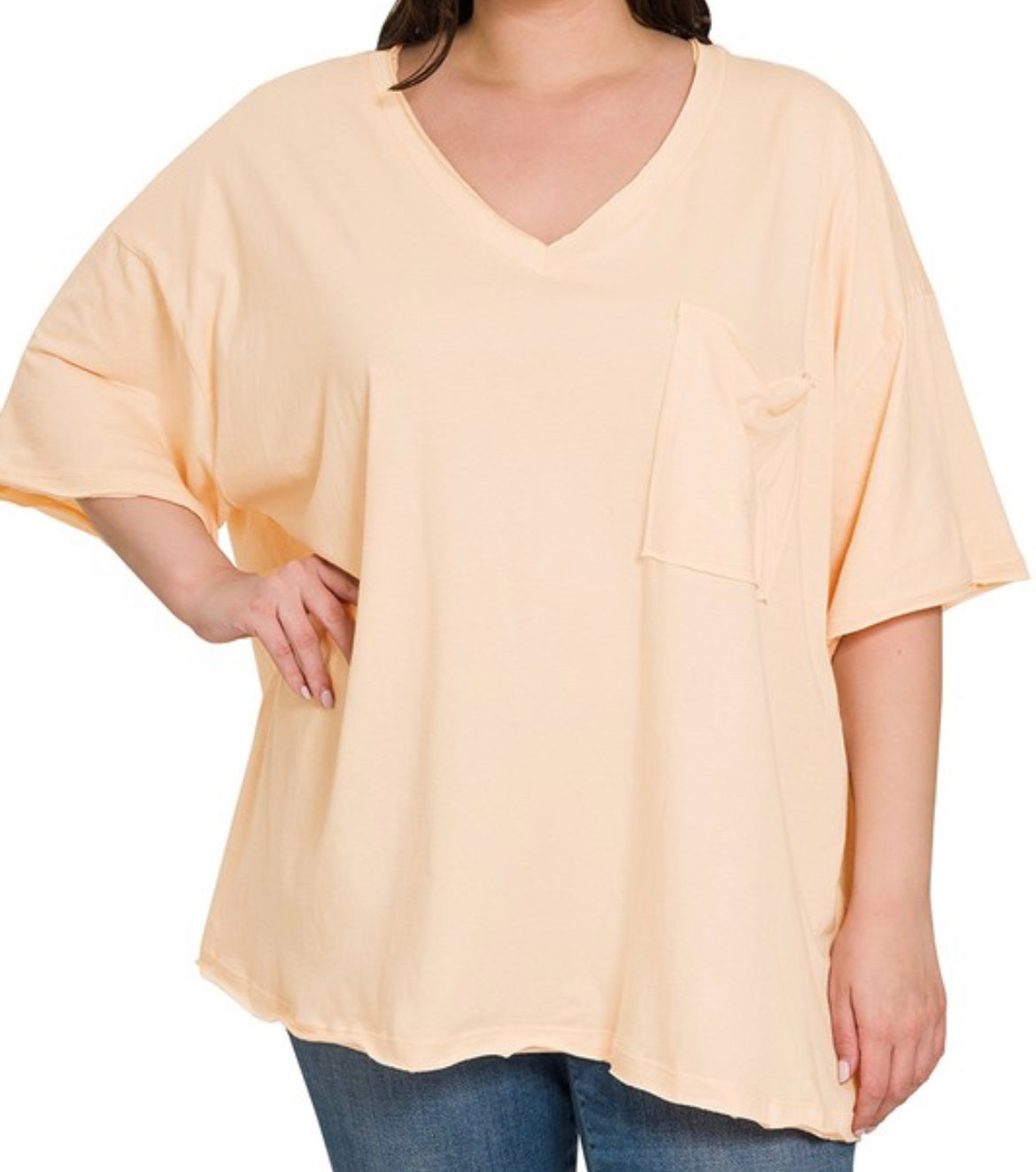 Aspen Oversized V-Neck Basic Tee