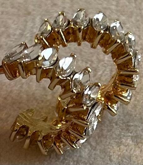 Marquise Rhinestone Gold Hoops