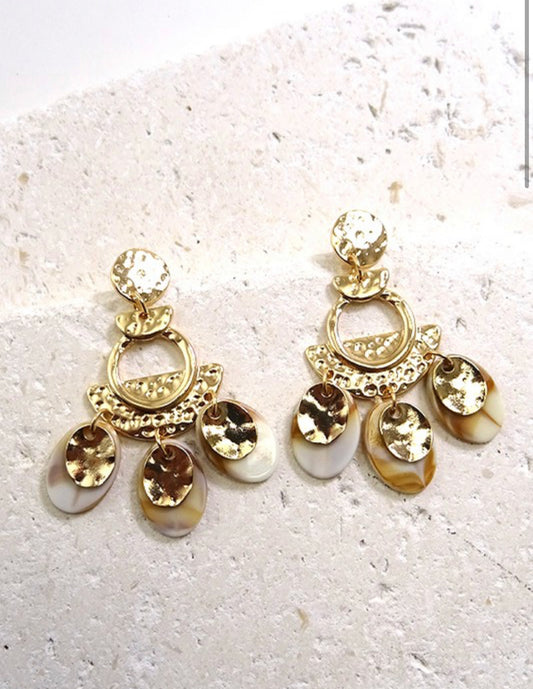 Hammered Golden Chandelier Earrings