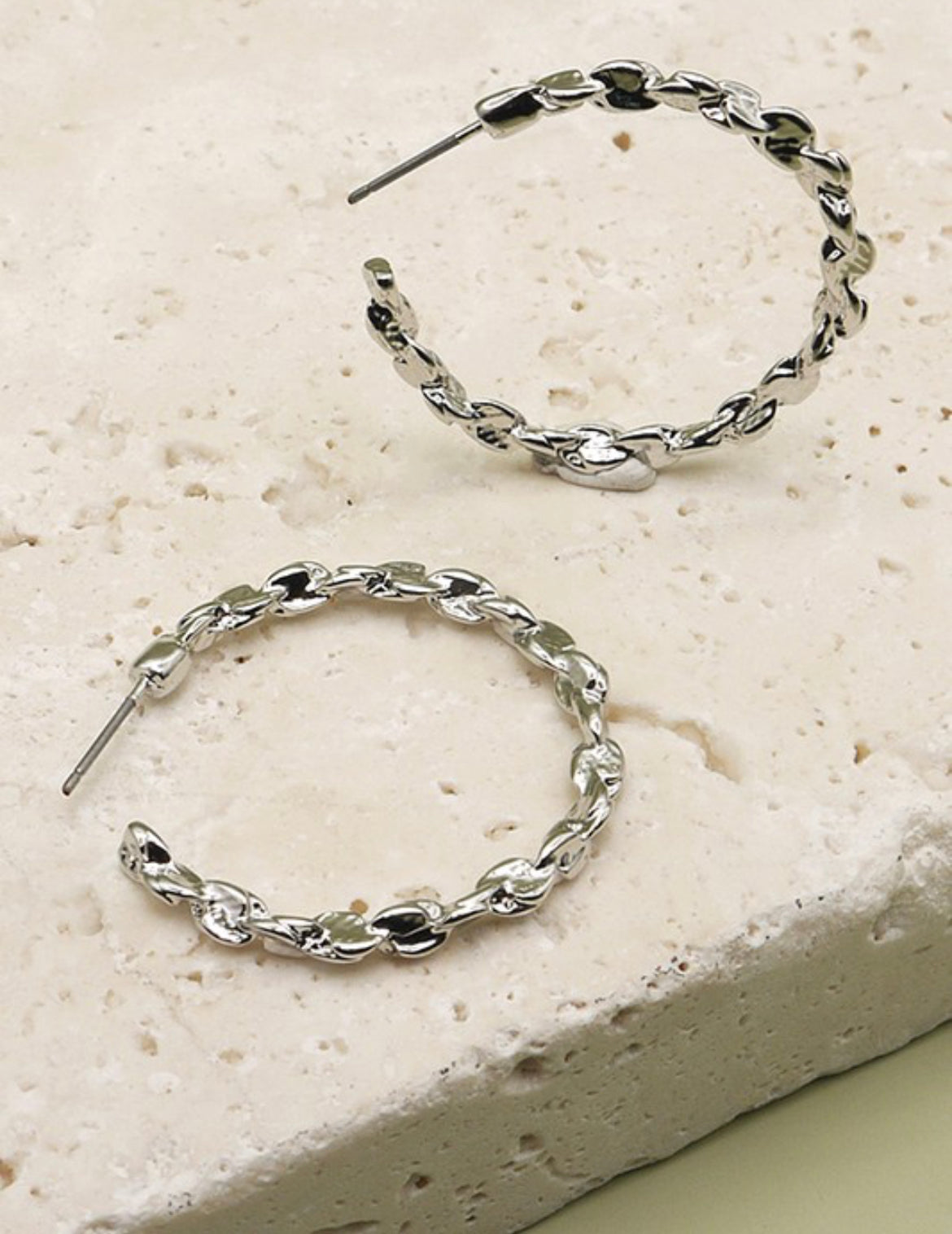 Twisted Link Hoop Earrings