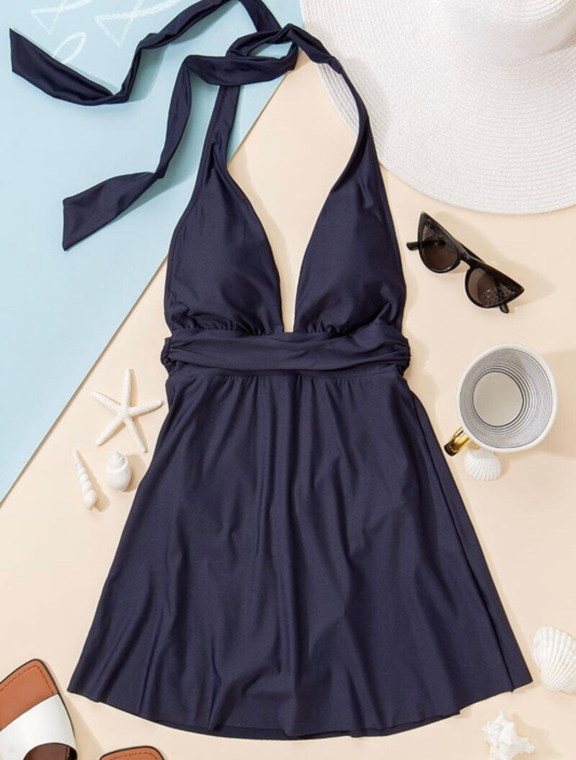 One Piece Halter Dress Swimsuit