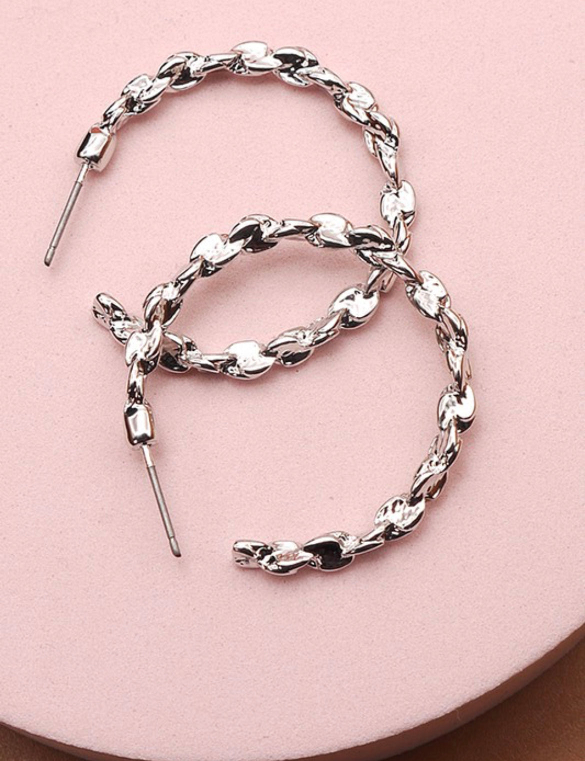 Twisted Link Hoop Earrings