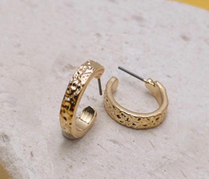 Hammered Gold Hoop Earrings