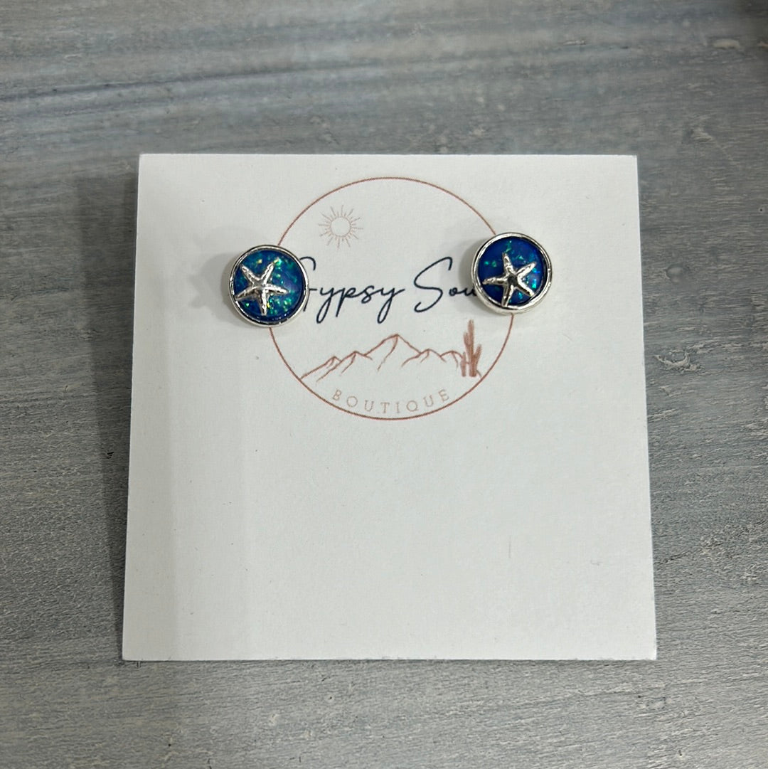 Starfish Enamel Coated Stud Earrings