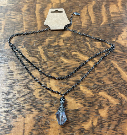 Tiered Black Crystal Necklace