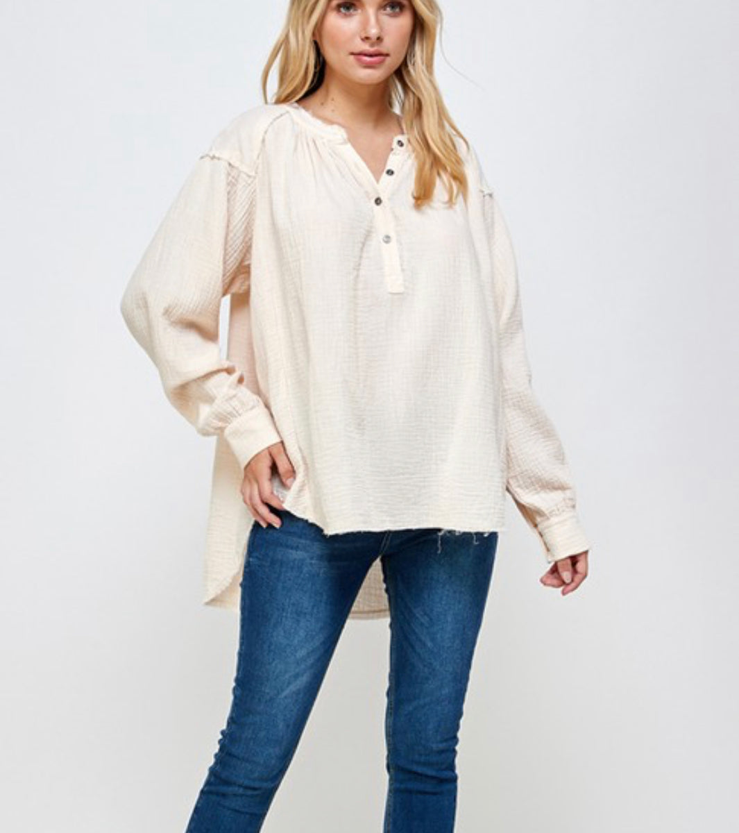 Gauze High Low Pullover