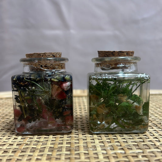 Dried Floral Bottle- Small Square