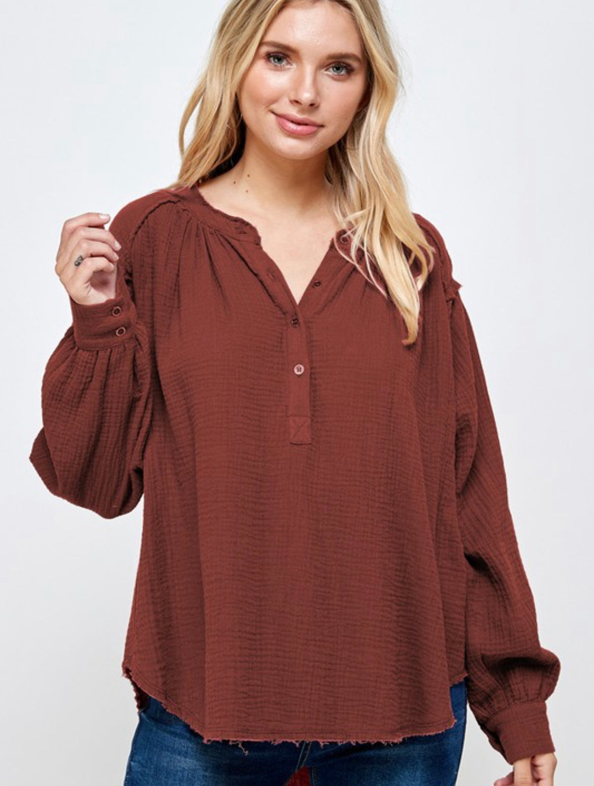 Gauze High Low Pullover