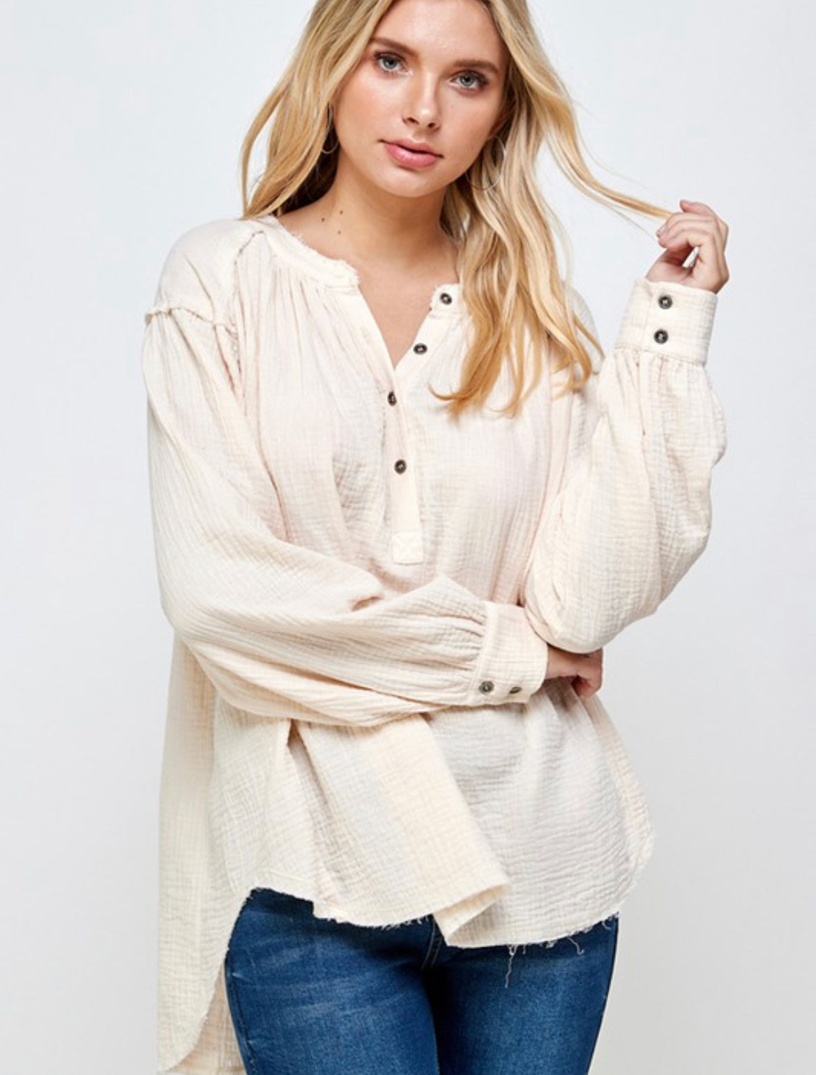 Gauze High Low Pullover