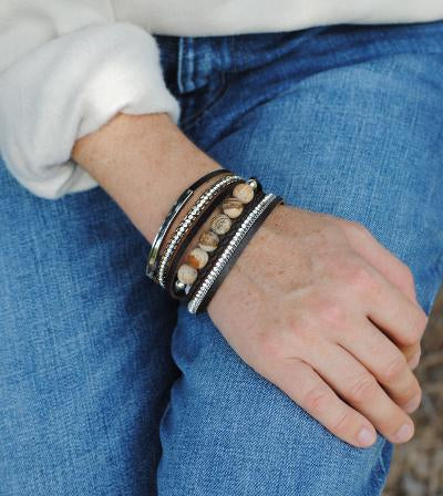 Chunky Mix Bracelet in Brown