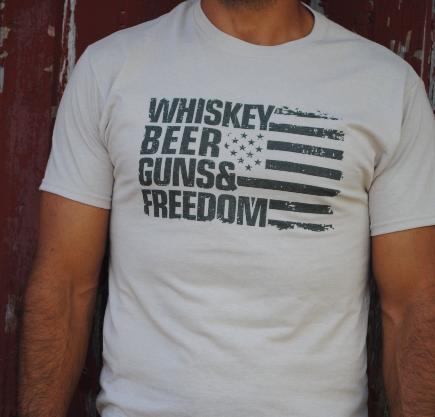 Mens Whiskey Beer Guns & Freedom Tee