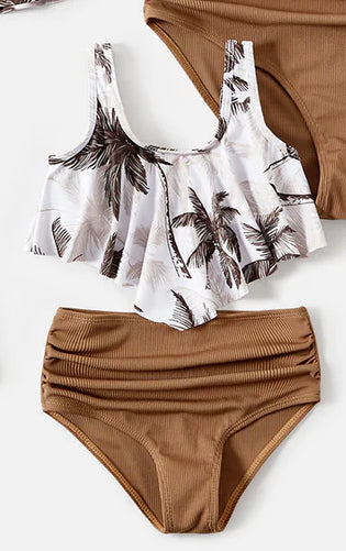 Girl’s Coconut Tree Print Swimwear