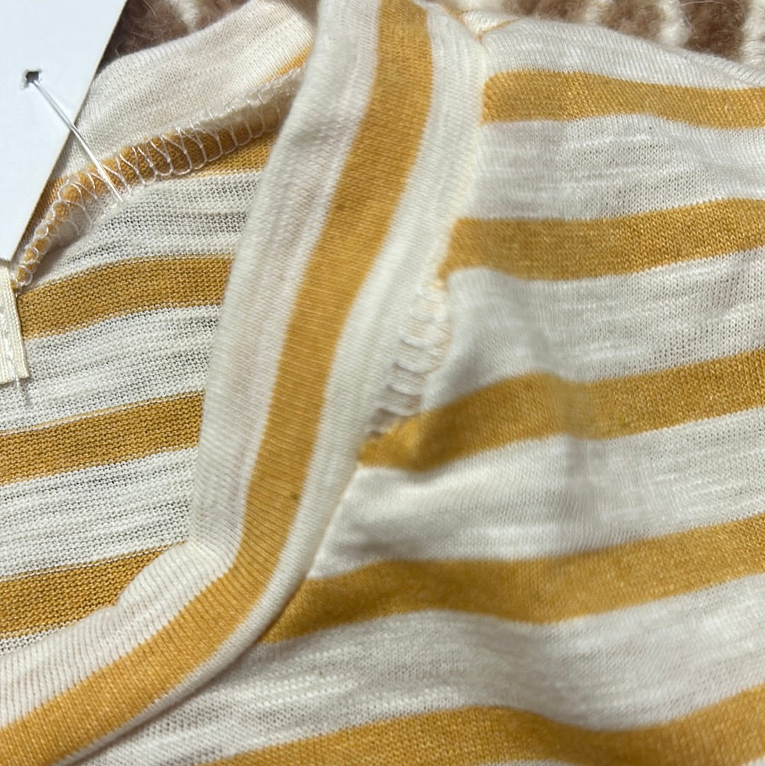 Striped Long Sleeve Shirring Top