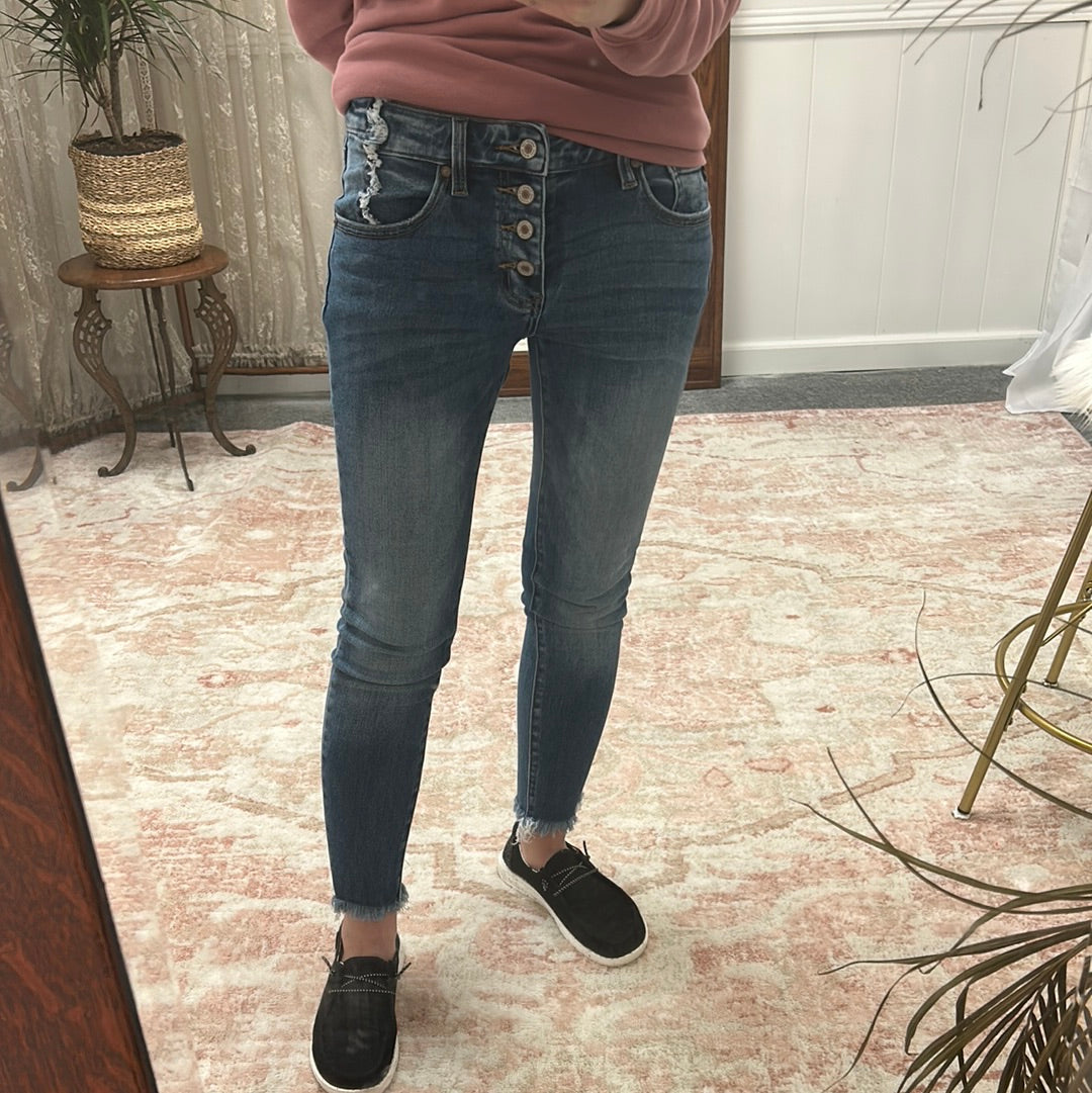 Kancan™️ Mid Rise Ankle Skinny Jean