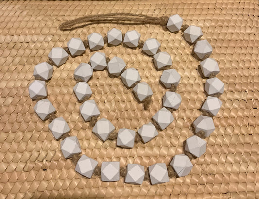 White Geometric Wood Beads Garland