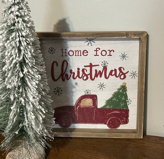 Home for Christmas Red Truck Sign