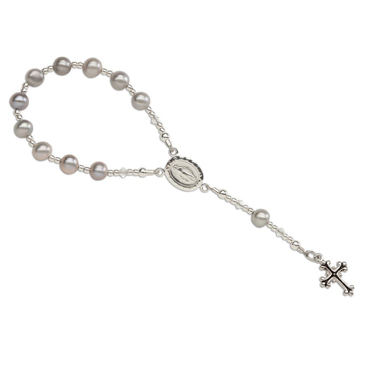 Sterling Silver Grey Baby Rosary