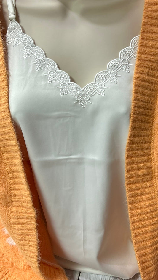 White Scalloped Embroidered Camisole Top