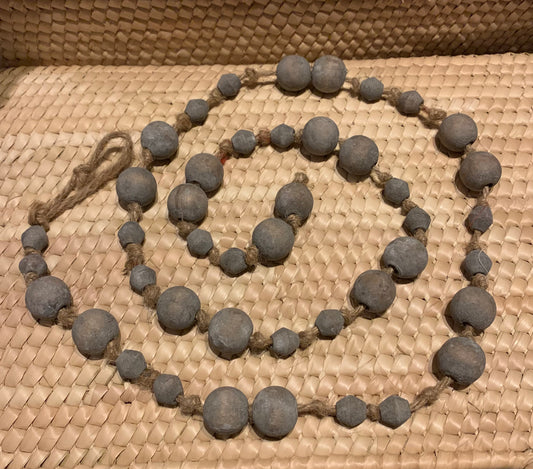 Chunky Grey Wood Beads Garland