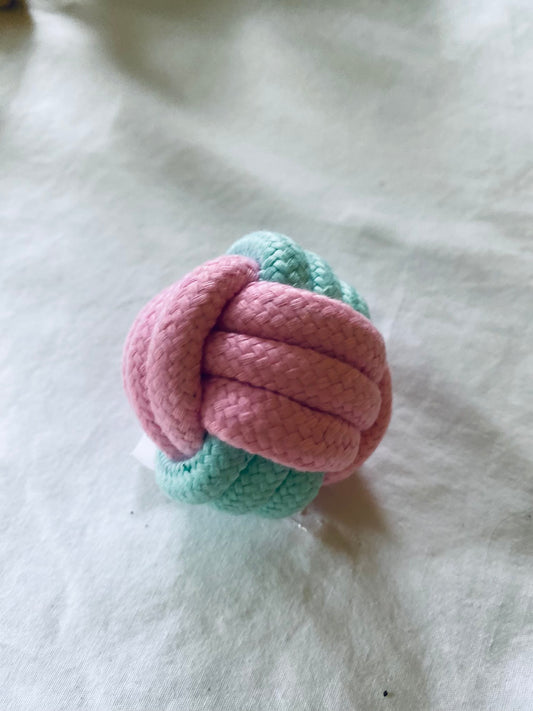 Pink and Blue Braided Ball Dog Toy