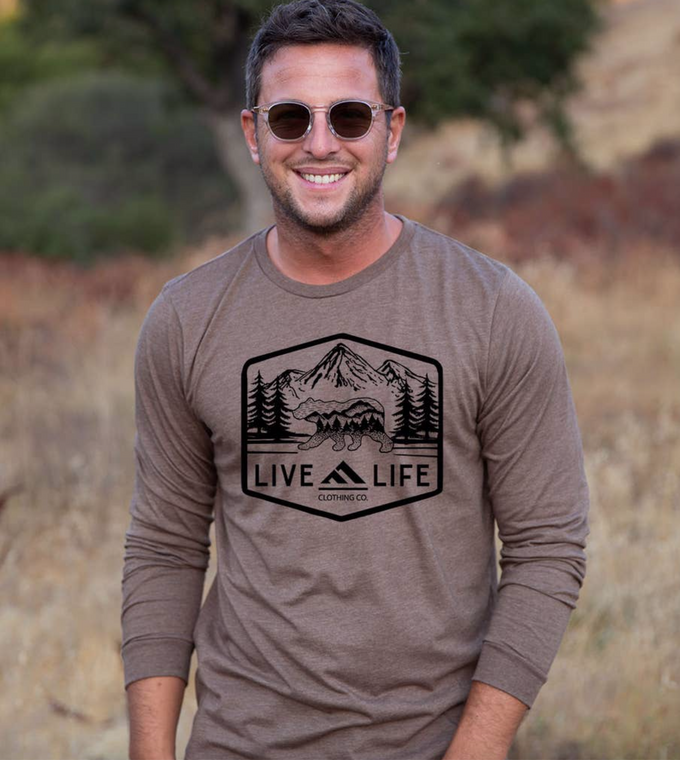 Mens Bear Live Life Long Sleeve T-shirt